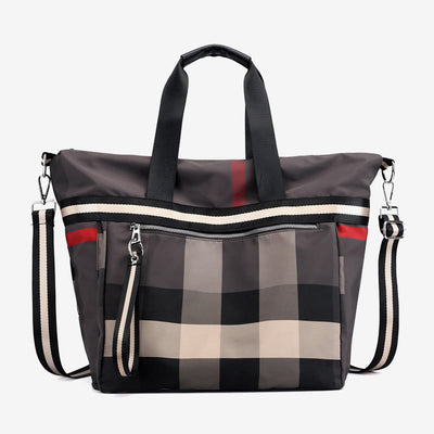 Tote Bag For Women Plaid Pattern Nylon Shoulder Bag