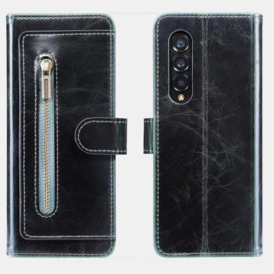 Z Fold 4 /3 Case Wallet for Women Men PU Leather Flip Kickstand Phone Cover