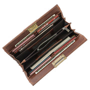 Retro Clutch Handbag for Women RFID Blocking Long Oil Wax Leather Wallet