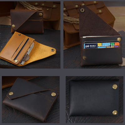 Retro Handmade Genuine Leather Card Holder Front Pocket Wallet Coin Purse