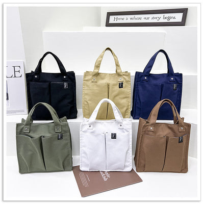 Mini Tote For Women Solid Color Simple Canvas Handbag