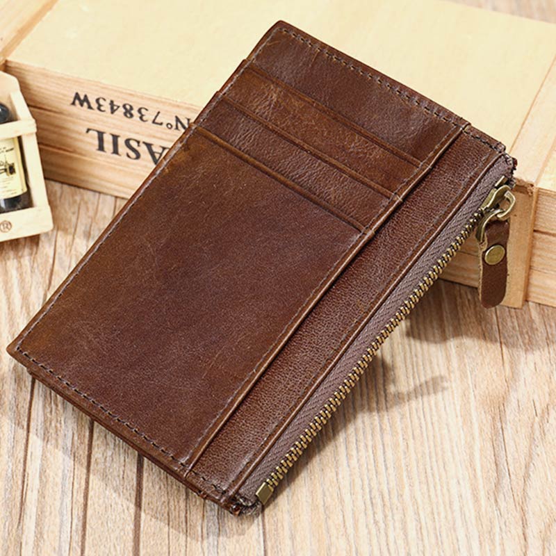 Retro Large Capacity Genuine Leather Business Card Holder