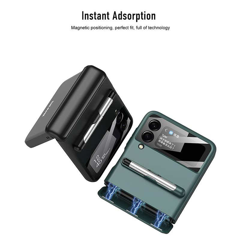 Phone Case For Galaxy Z Flip 3 With Pen Anti-Drop Hinge Protection Phone Cover