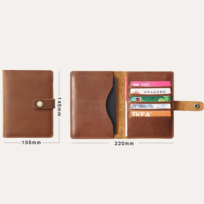 Genuine Leather Passport Holder Cover Wallet with Multi Card Slots