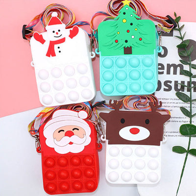 Cute Christmas Coin Purse For Kids Silica Gel Crossbody Bag