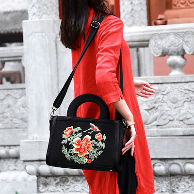 Ethnic Style Tote Floral Embroideried Crossbody Bag For Women