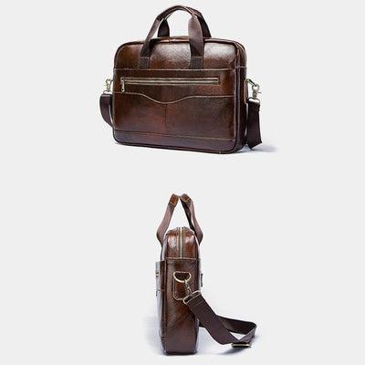 Multifunctional Genuine Leather Laptop Briefcase