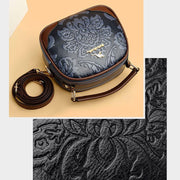 Floral Embossing Handbag For Women Double Compartment Crossbody Bag