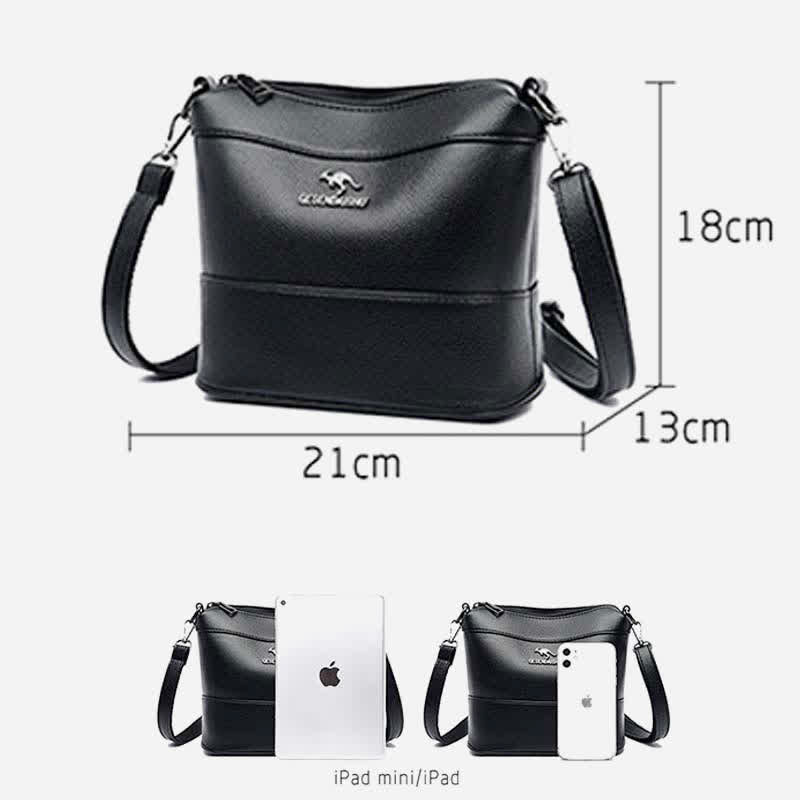 Leather Bucket Bag for Women Small Shoulder Bag with Crossbody Strap