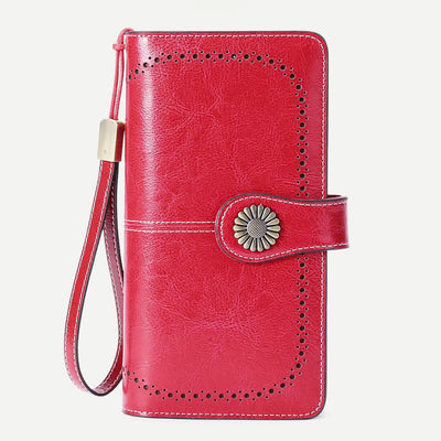 Women RFID Blocking Leather Wallet Multi-slot Credit Card Holder Clutch