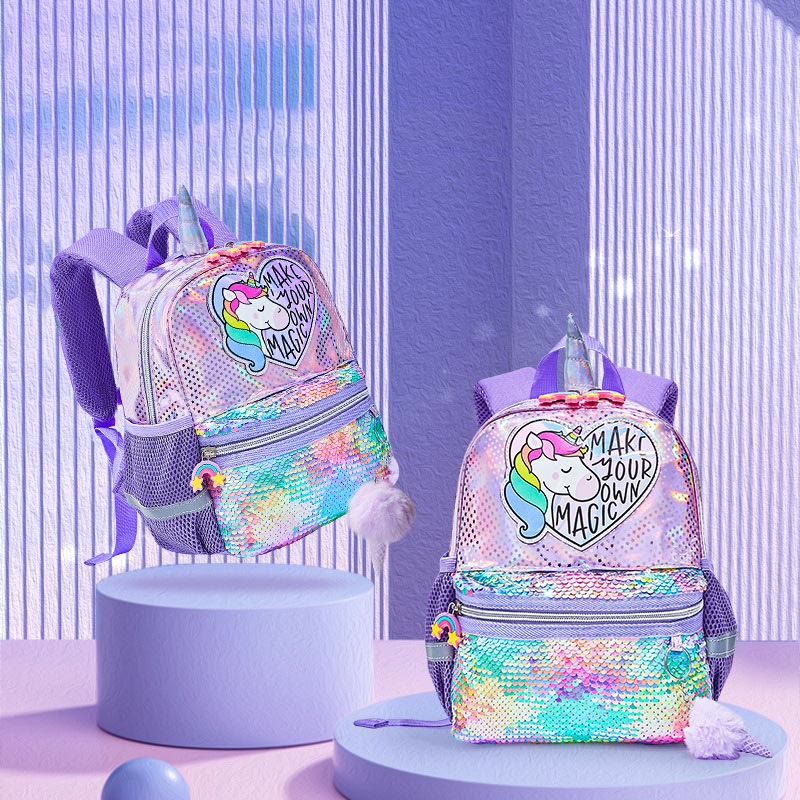 Backpack For Kindergarten Children Laser Glitter Rainbow Unicorn Small Schoolbag