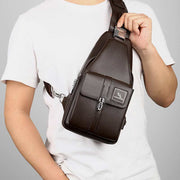 Men Leather Sling Bag Multipurpose Casual Bag Chest Bag Shoulder Bag