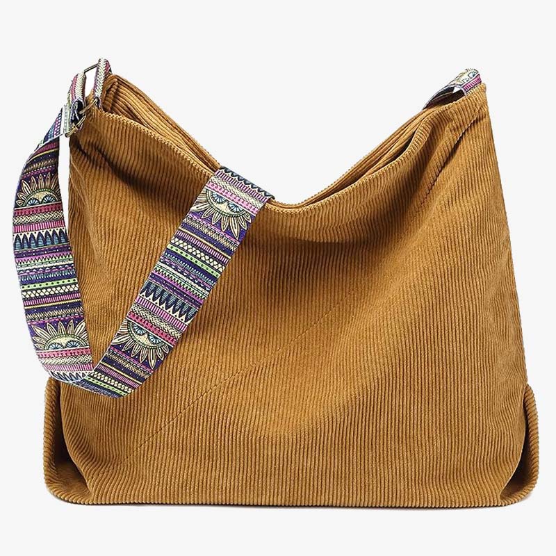 Corduroy Crossbody Bag For Women Wide Single Strap Commuter Purse