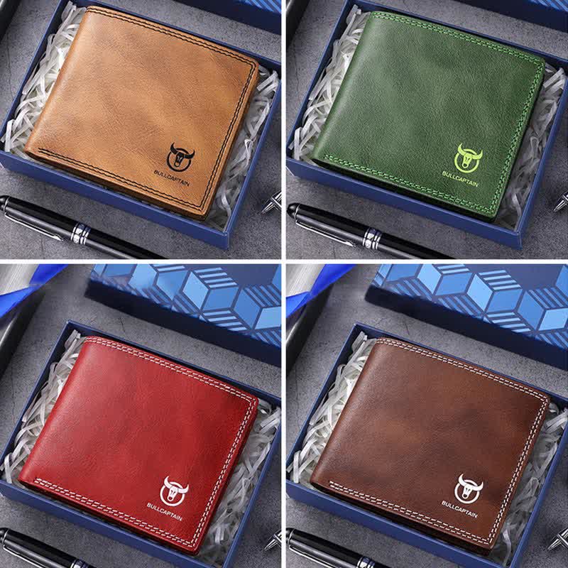 Leather Wallet for Men Slim Bifold Leather Wallet with RFID Blocking