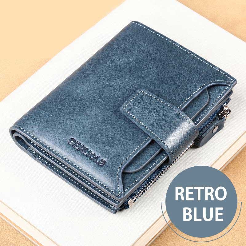 RFID Men's Real Cowhide Detachable Short Wallet