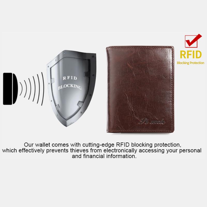 RFID Vertical Genuine Leather Multi-Slot Wallet