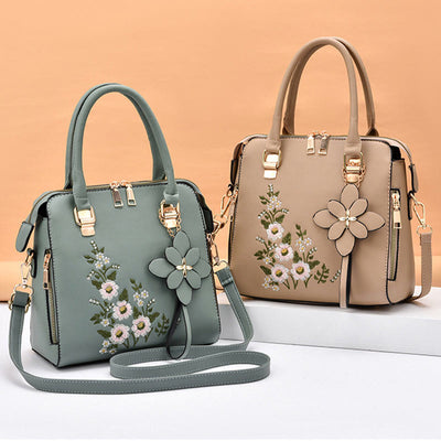 Floral Leather Handbag Women Outing Elegant Crossbody Bag