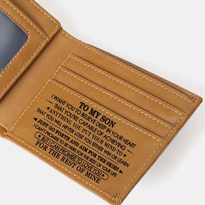 Engraved Mens Wallet Trifold Leather Card Holder Gifts for Son Grandson