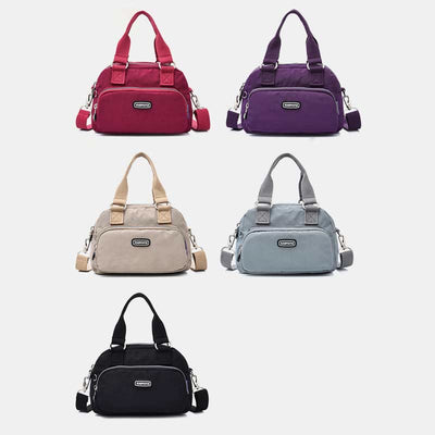 Handbag for Women Purple Nylon Lightweight Shopping Zipper Crossbody Bag