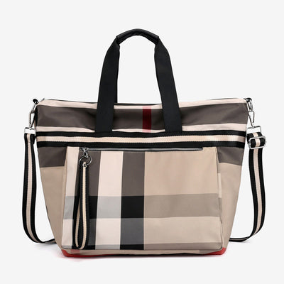 Tote Bag For Women Plaid Pattern Nylon Shoulder Bag