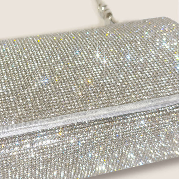 Evening Bag For Women Glitter Diamond Leather Lightweight Wrist Bag