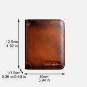 RFID Retro Genuine Leather Tri-fold Wallet