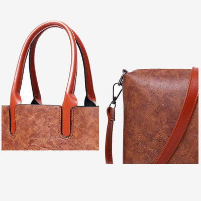 Classic Business Tote For Women Commuter Leather Bag Set