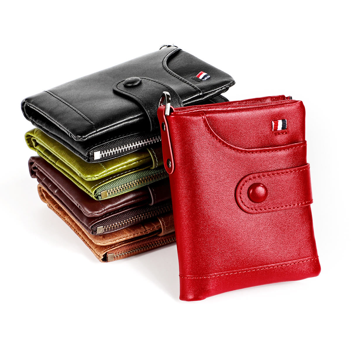 Rfid Blocking Leather Retro Wallet With Chain