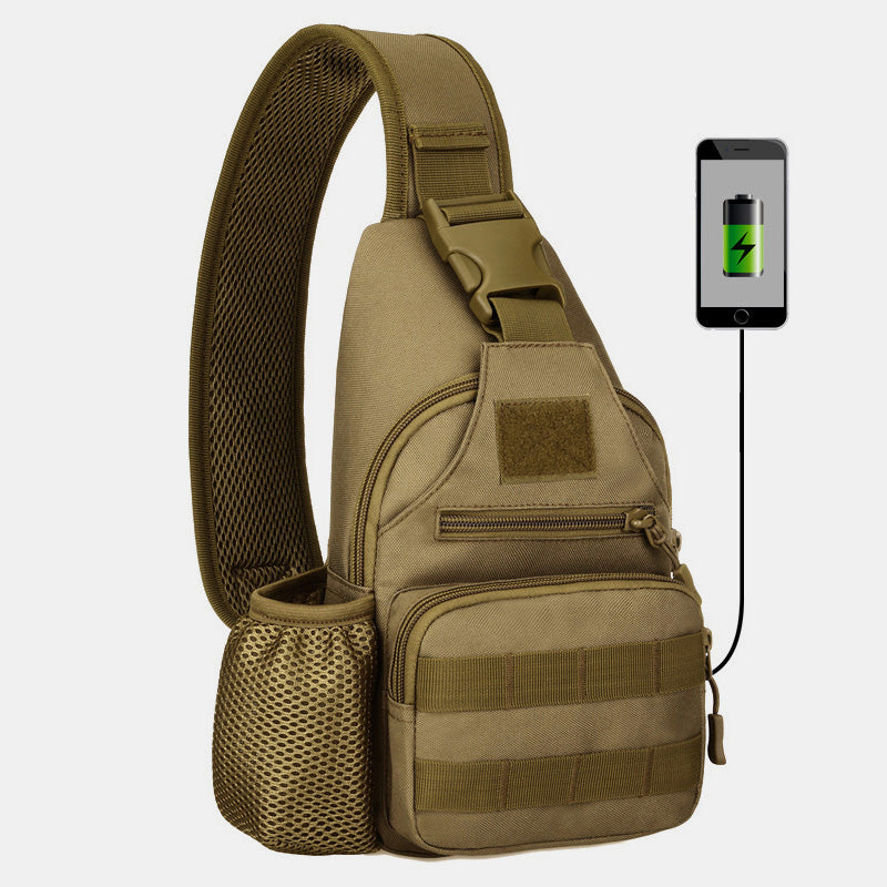 Tactical Military Lightweight Sling Bag Multi-Pocket Crossbody Pack with USB Charging Port