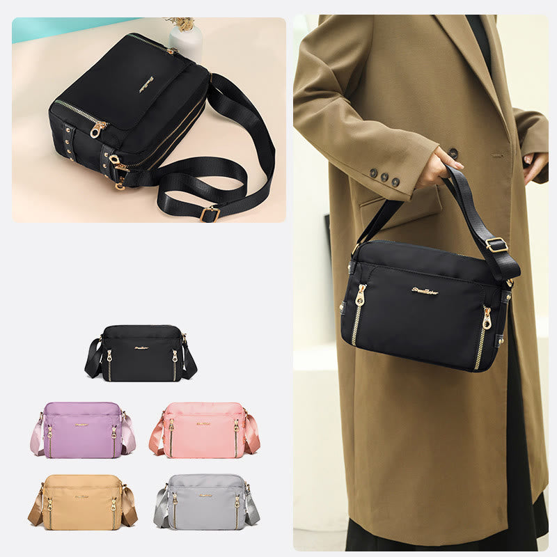 Crossbody Bag For Women Simple Light Color Waterproof Nylon Bag