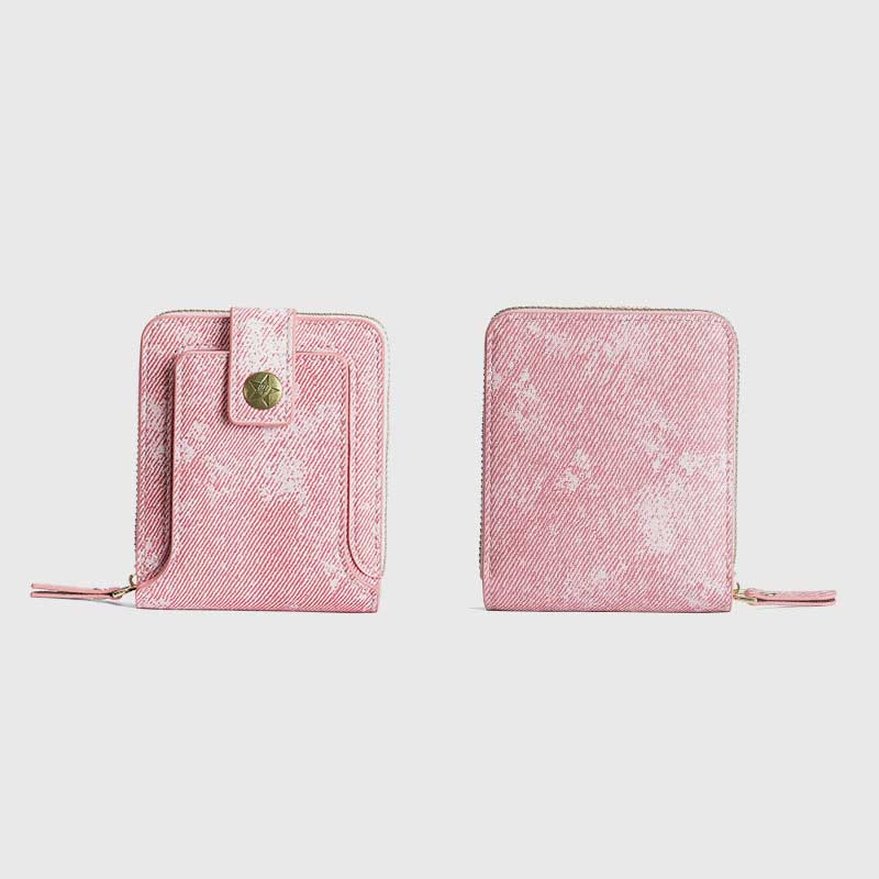 Wallet for Women Light Pink Triplefold Short Shopping Card Purse