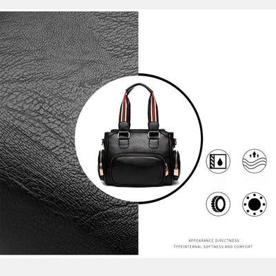 Women's Textured Leather Top-Handle Fashion Satchel Handbag with Crossbody Strap