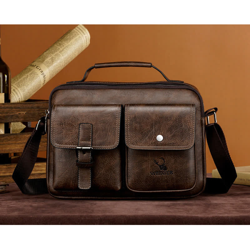 Mens Messenger Bag Waterproof Vintage Leather Briefcase Satchel Shoulder Bag