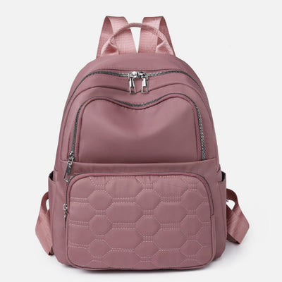 Quilted Nylon Backpack Stylish Solid Color Travel Daypack For Women