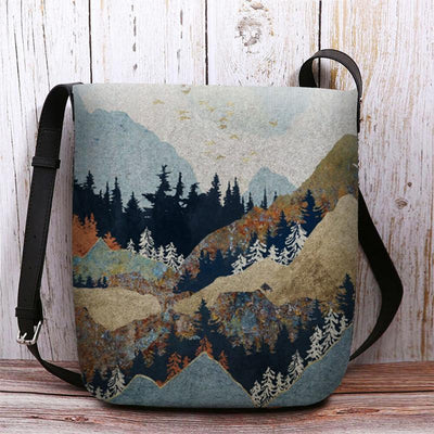 Mountain Treetop Print Bag Crossbody Bag Shoulder Bag