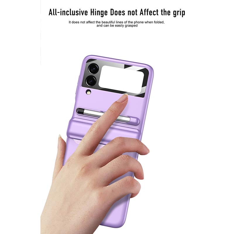 Phone Case For Galaxy Z Flip 3 With Pen Anti-Drop Hinge Protection Phone Cover