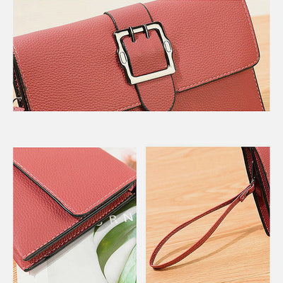 Lychee Pattern Envelope Style Wallet Women Classic Leather Bag