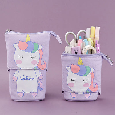 Cute Cat Pattern Appealable Canvas Daily Pencil Case Storage Bag