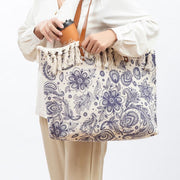 Tote Bag for Women Tassel Bohemian Printing Canvas Shoulder Bag