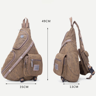 Sling Bag For Men Multi Functional Outdoor Leisure Riding Canvas Chest Bag