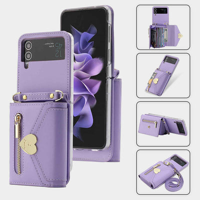 Phone Case For Samsung Card Zipper Protective Cover Purse