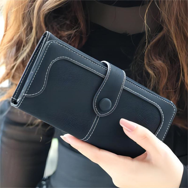 Long Wallet For Women Solid Color Multiple Slot Daily Purse