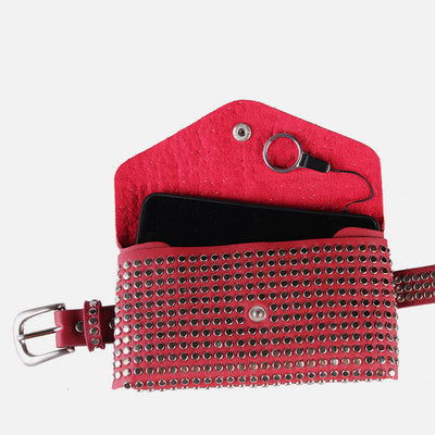 Punk Waist Bag For Women Sparkle Rivet Belt Bag