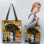 Cute Kitty Canvas Tote Bag for Women Men Multifunction Shoulder Purses