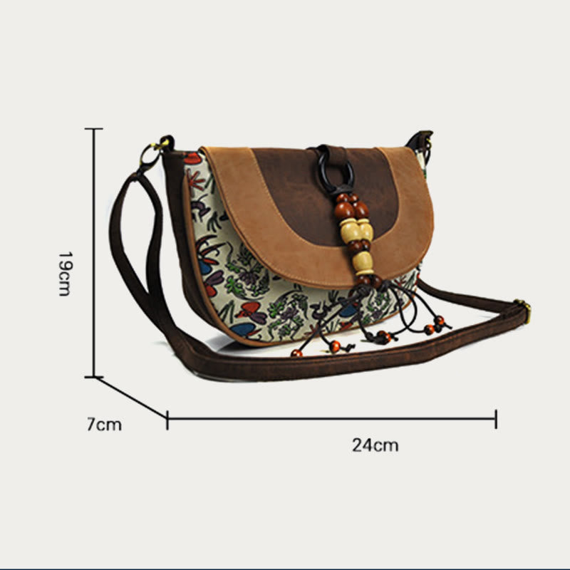 Crossbody Bag For Women Ethnic Style Printing PU Leather Bag