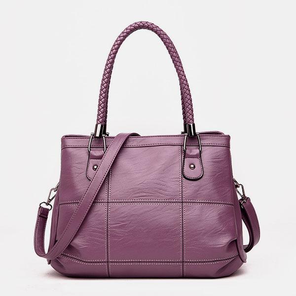 Large capacity Solid Color Triple Zip Handbag Tote Crossbody Bag
