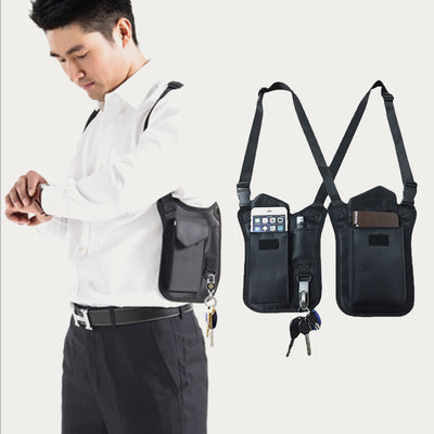 Anti-theft Hidden Underarm Strap Wallet Nylon Holster Bag Double Shoulder Pocket