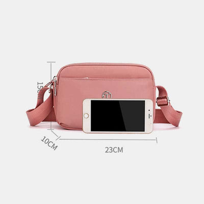 Triple Zip Small Crossbody Purse for Women Lightweight Casual Shoulder Bag