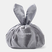 Cute Bunny Ear Drawstring Makeup Bag Embroidery Velvet Storage Bag