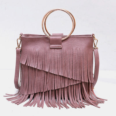 Tassel Leather Handbag For Women Music Party Classic Crossbody Bag